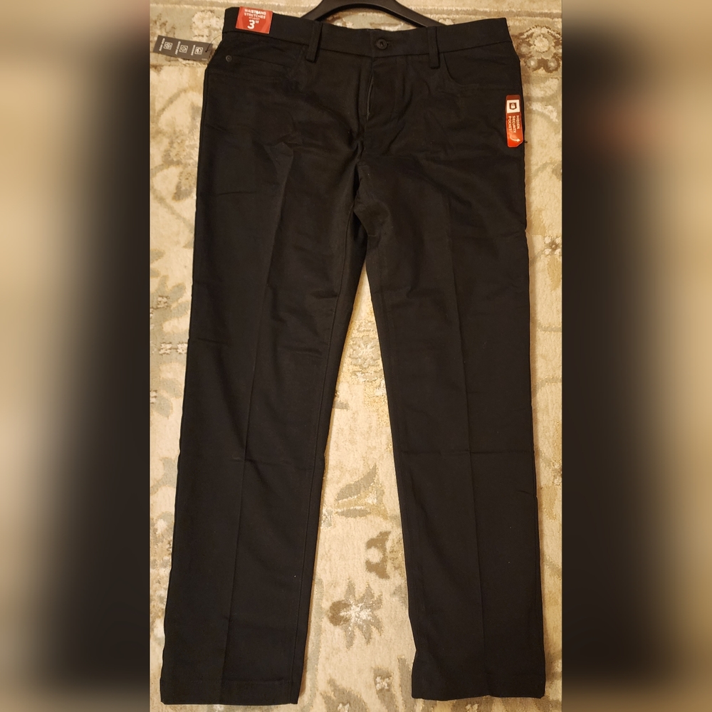 Mens Black Tech Pants Van Heusen 34x29 Slim Fit Non Iron Slim Fit